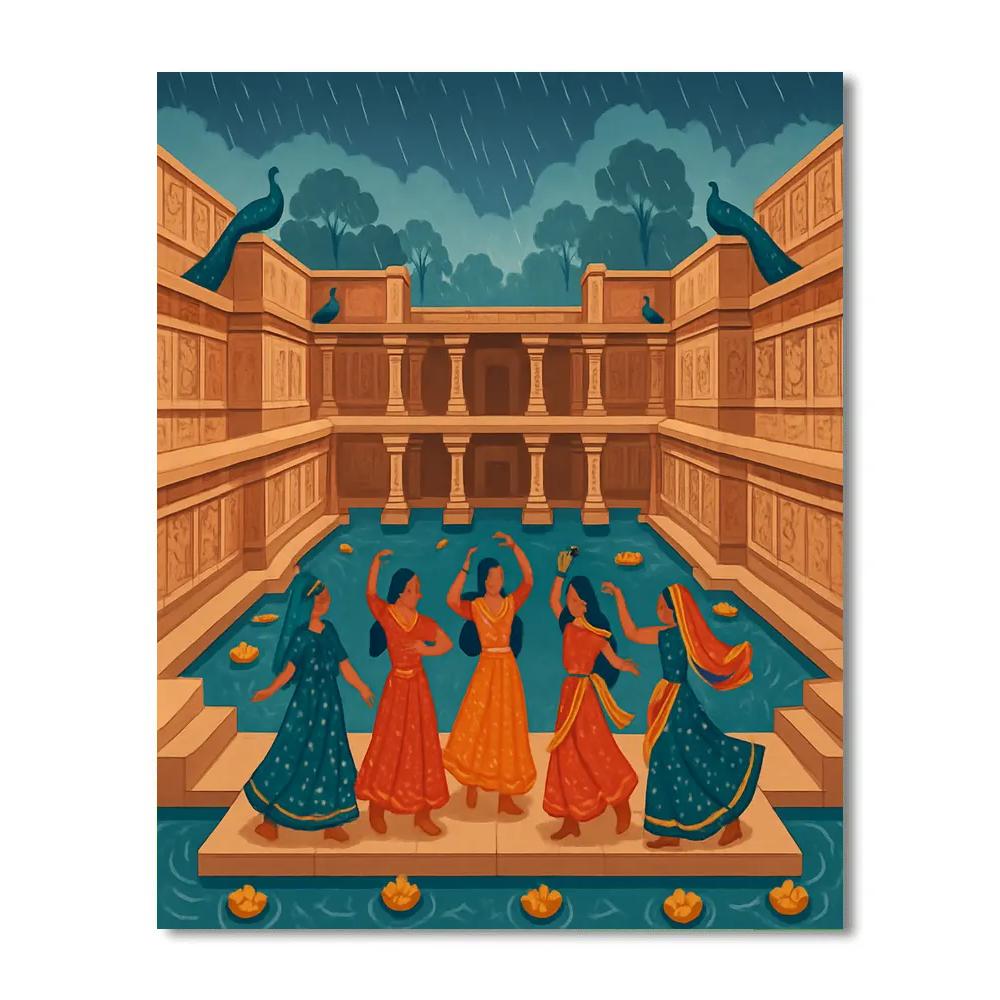 Monsoon Stepwell Dreams In India Painting by numbers kit