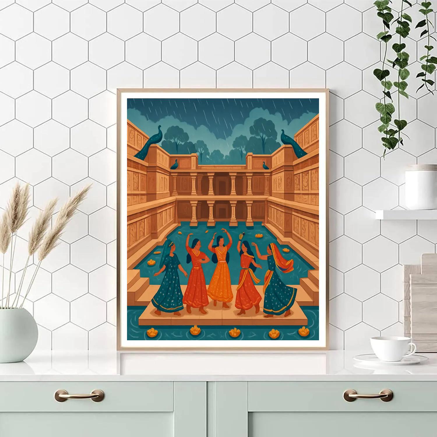 Monsoon Stepwell Dreams In India Painting by numbers kit