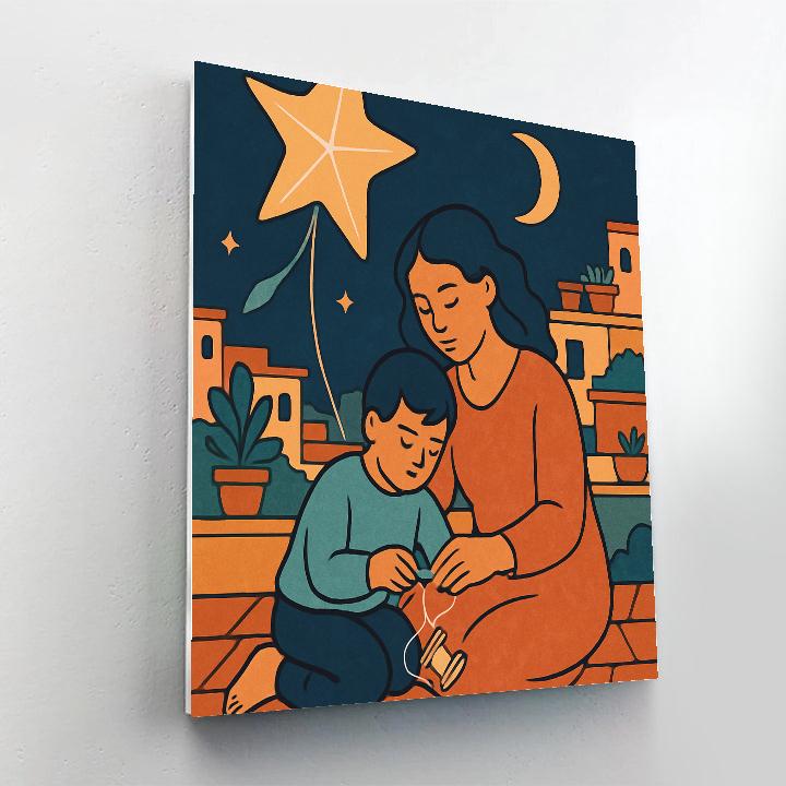 Kite String Mother Lullaby Scene paint by numbers