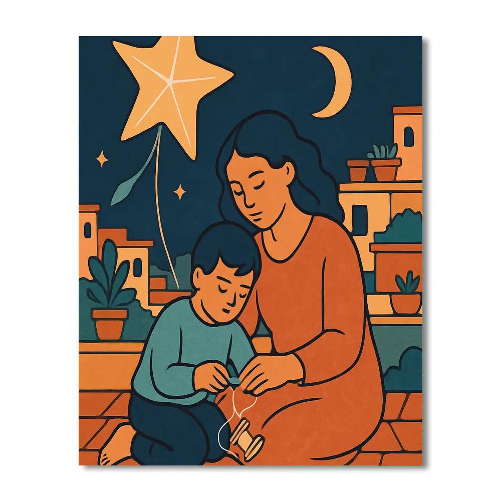 Kite String Mother Lullaby Scene paint by numbers