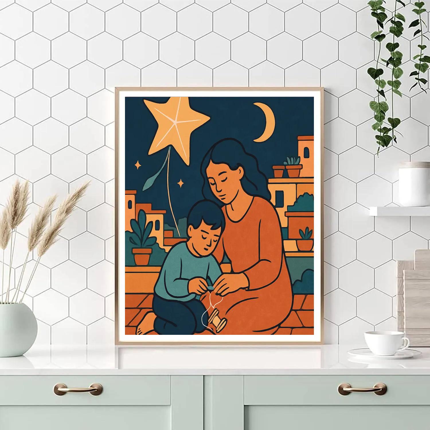 Kite String Mother Lullaby Scene paint by numbers