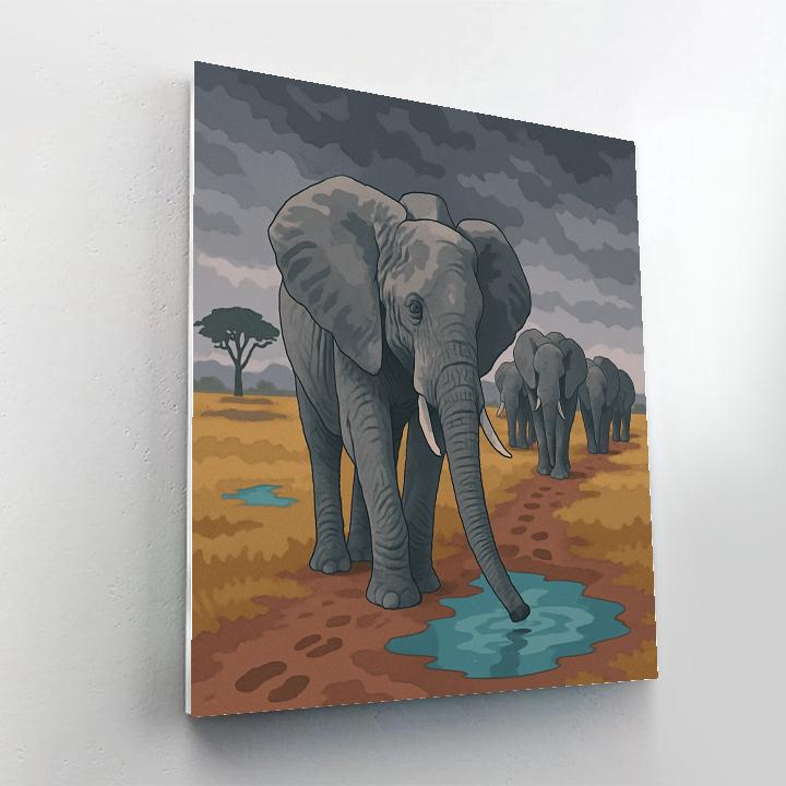 Monsoon Map Elephant Trail Paint by numbers art