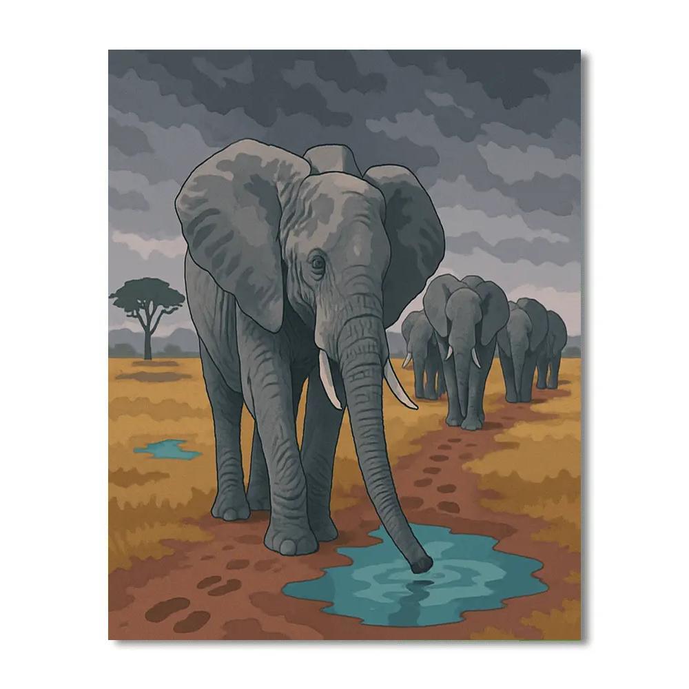 Monsoon Map Elephant Trail Paint by numbers art