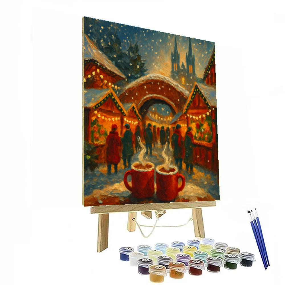 Gingerbread Bridge Winter Market paint by numbers