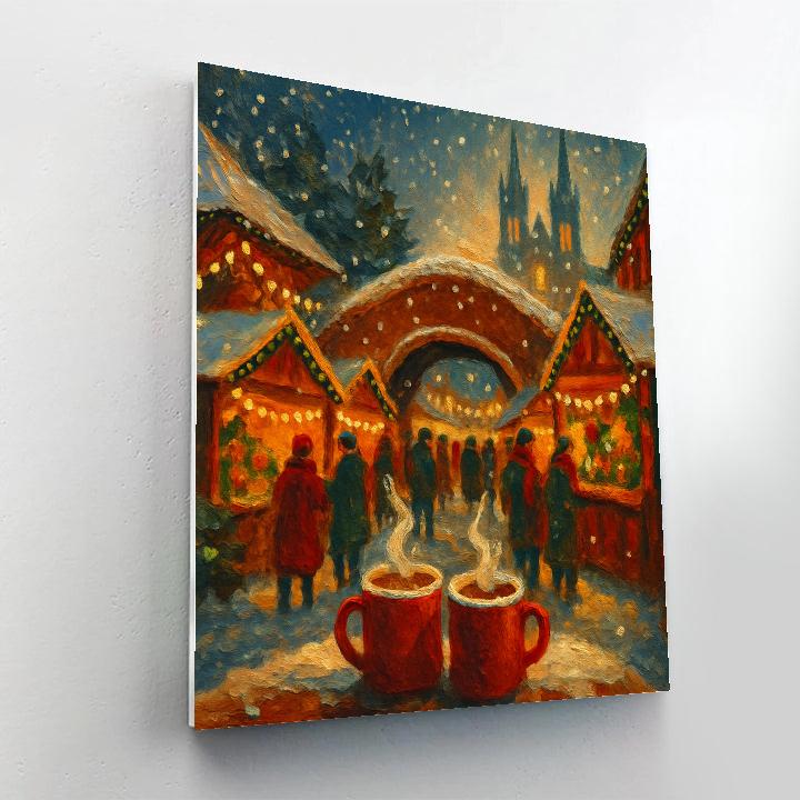 Gingerbread Bridge Winter Market paint by numbers