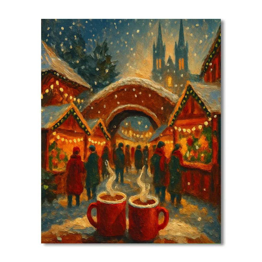 Gingerbread Bridge Winter Market paint by numbers