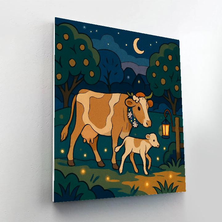 Cow Moonlit Orchard Parade Paint by numbers art