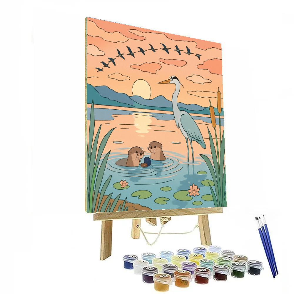 Wildlife Chorus At Dawn Lake DIY paint by numbers