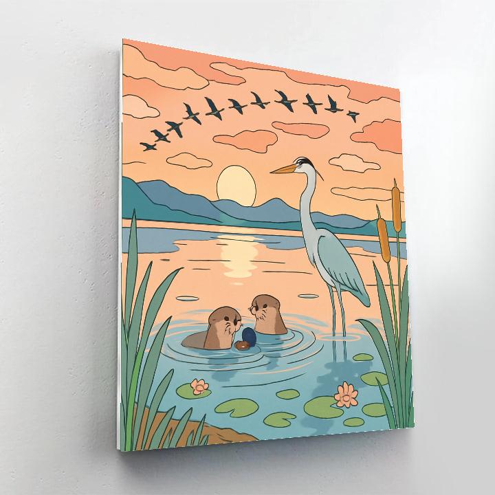 Wildlife Chorus At Dawn Lake DIY paint by numbers