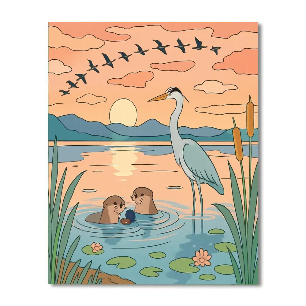 Wildlife Chorus At Dawn Lake DIY paint by numbers