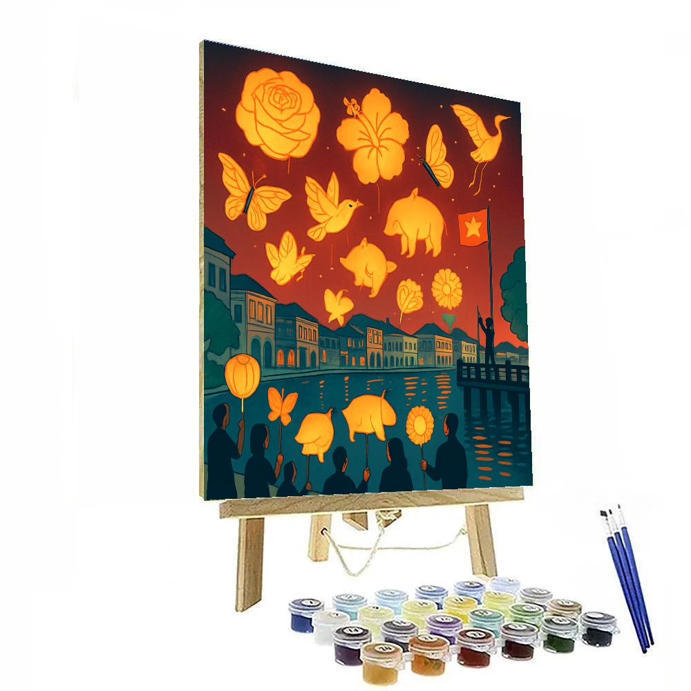 Lantern Parade With National Heritage Skyline Numbered painting kits