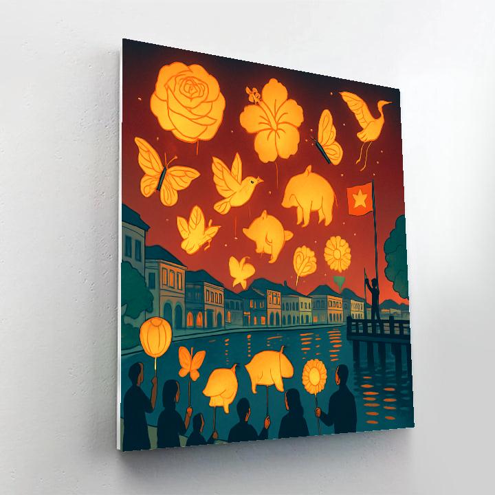 Lantern Parade With National Heritage Skyline Numbered painting kits