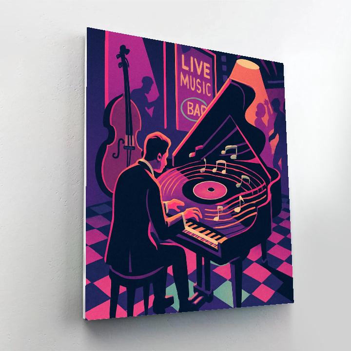 Neon Vinyl Dreams With Jazz Number painting