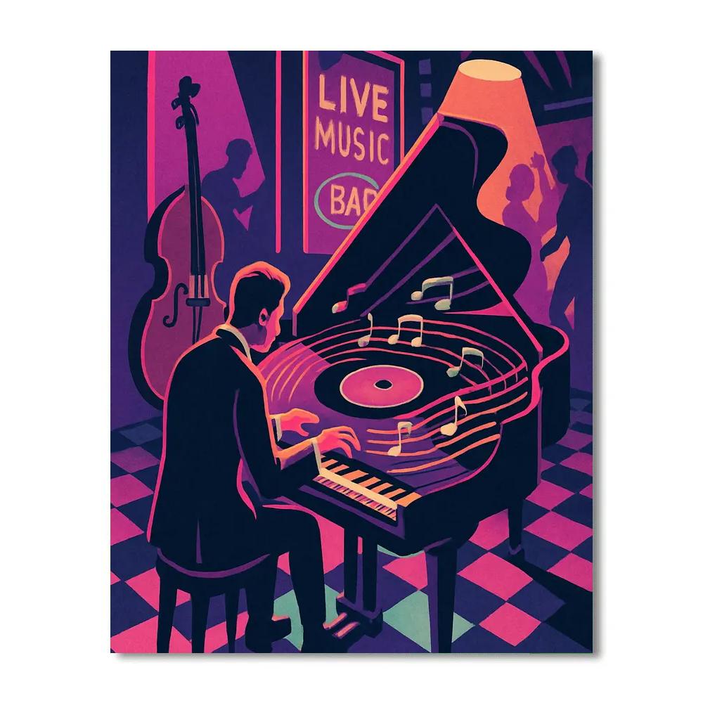 Neon Vinyl Dreams With Jazz Number painting