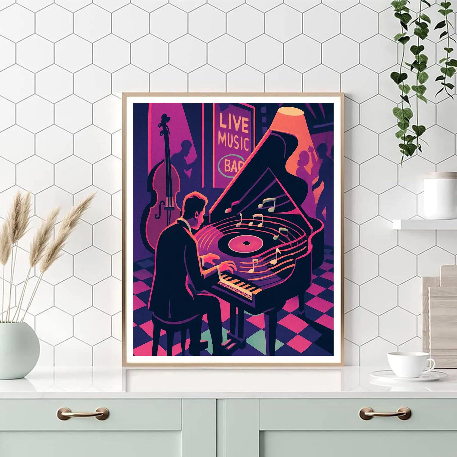 Neon Vinyl Dreams With Jazz Number painting