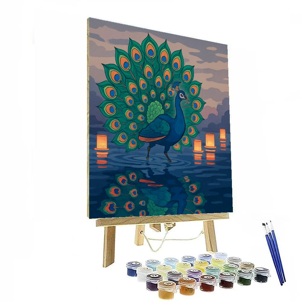 River Lanterns With Peacock Grace Painting by numbers kit