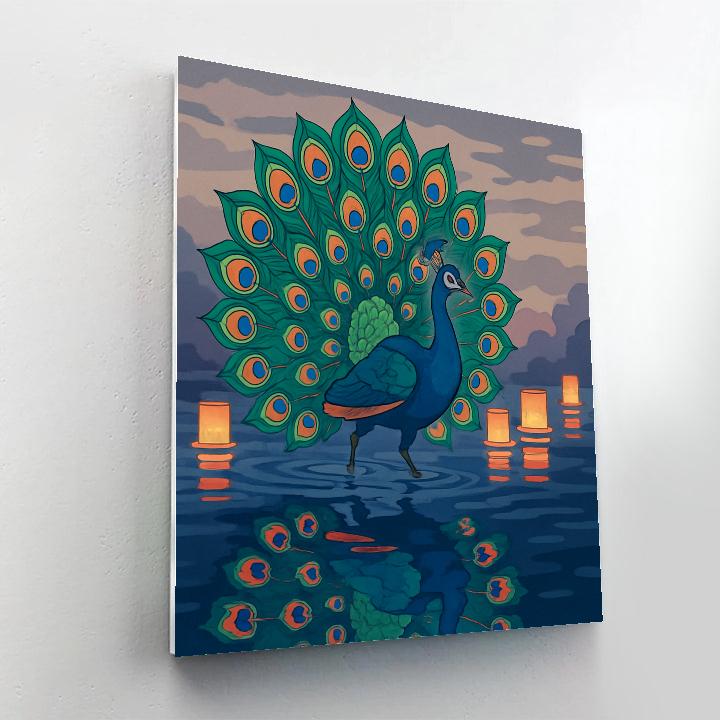 River Lanterns With Peacock Grace Painting by numbers kit