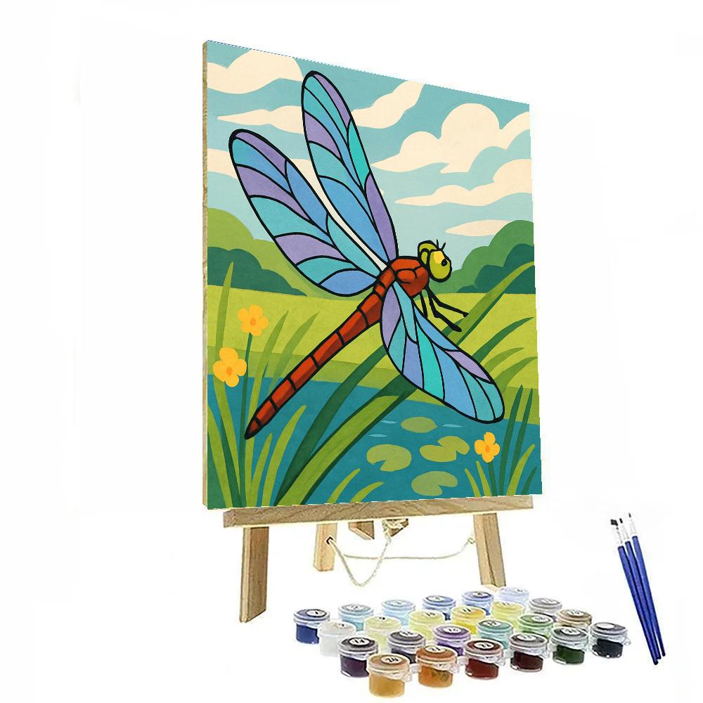 Windborne Meadow With Dragonfly Gleam painting number kit