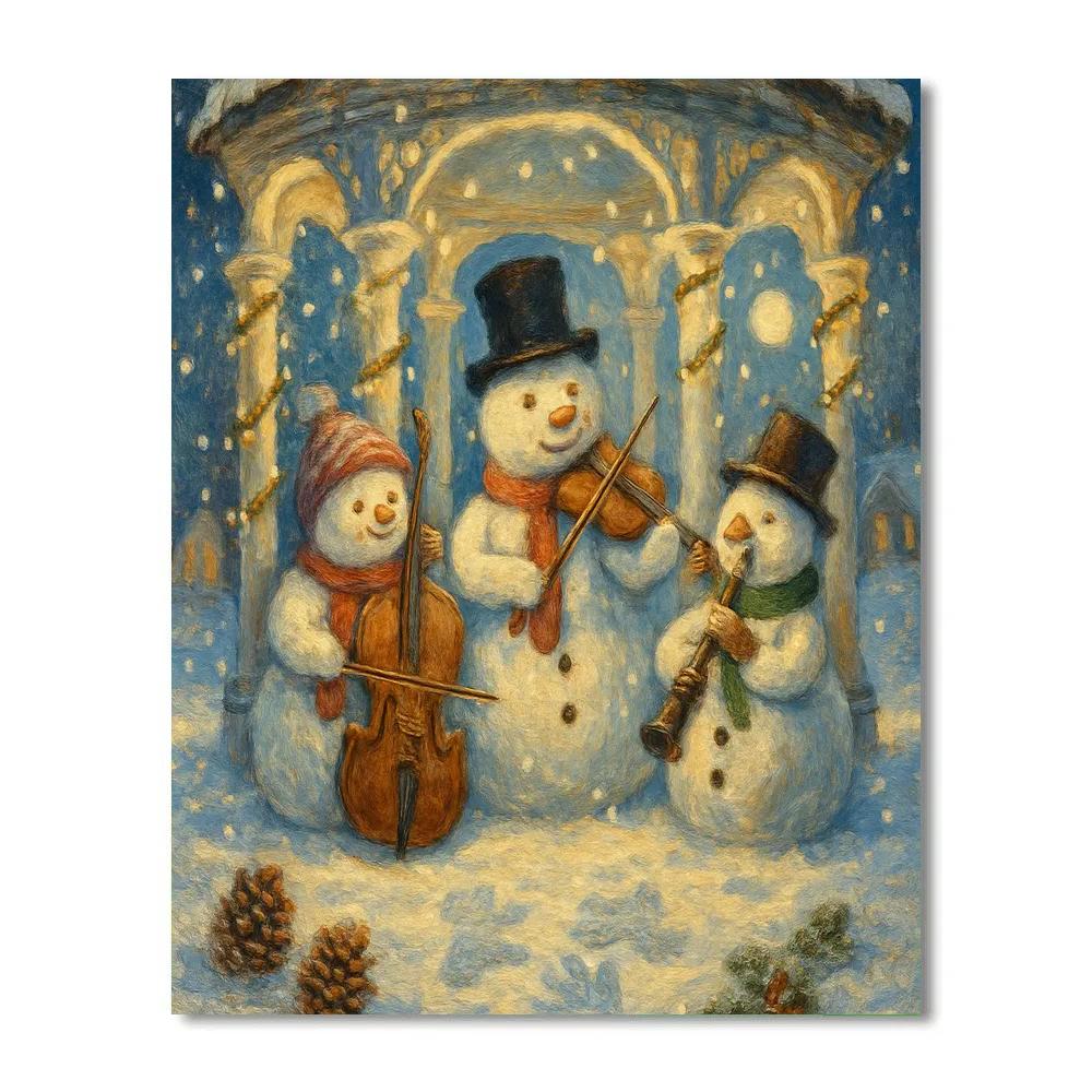 Snowman Orchestra In The Park Number painting