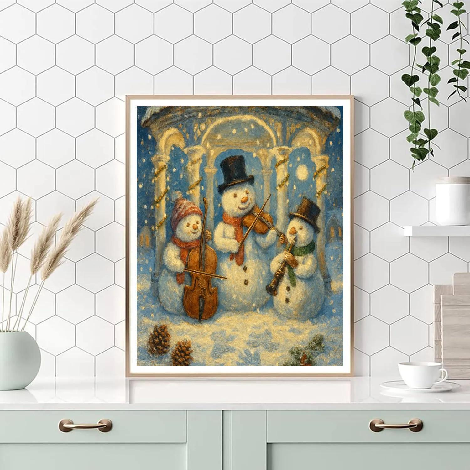 Snowman Orchestra In The Park Number painting