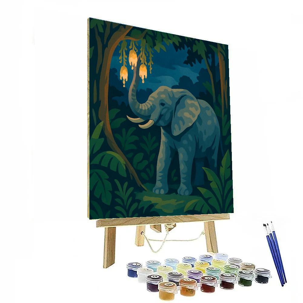 Lanternlit Canopy With Elephant Calm Painting by numbers kit