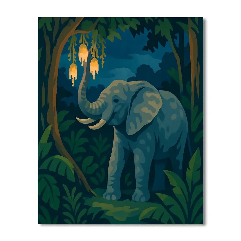 Lanternlit Canopy With Elephant Calm Painting by numbers kit