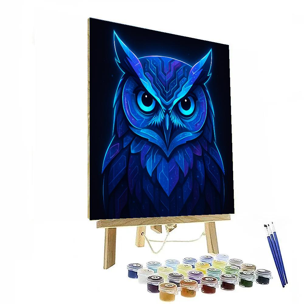 Celestial Circuit Owl Oracle Number painting