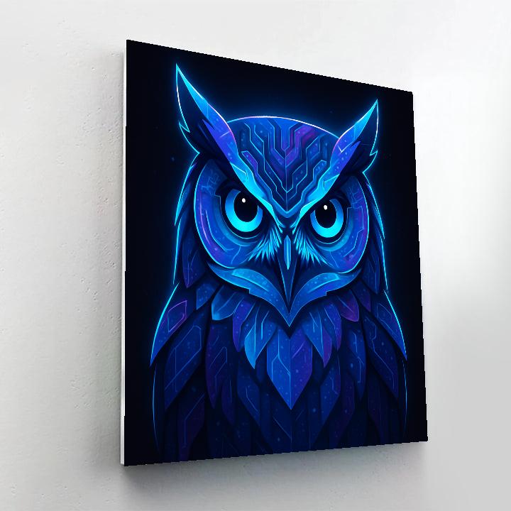 Celestial Circuit Owl Oracle Number painting