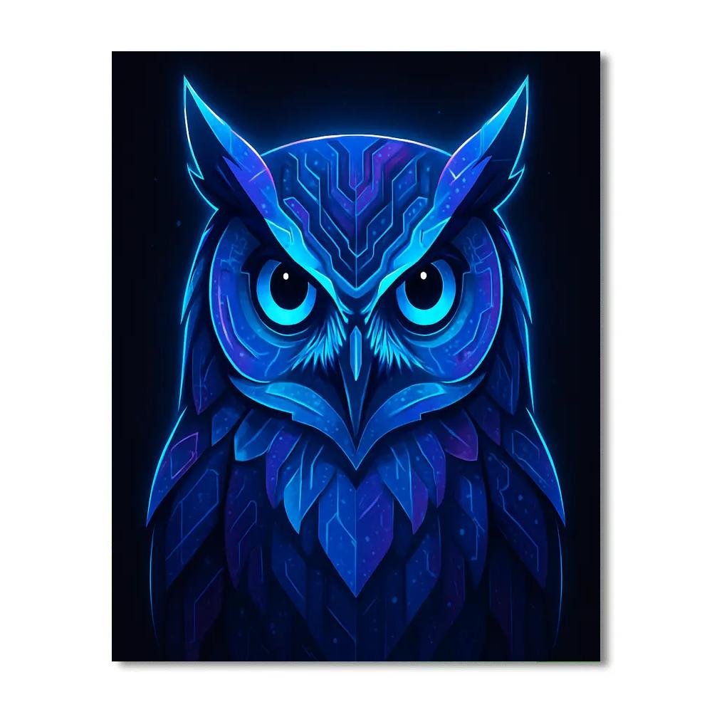 Celestial Circuit Owl Oracle Number painting