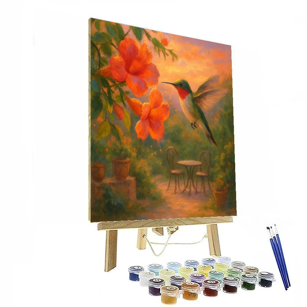 Hummingbird Tea Garden At Sunset DIY paint by numbers