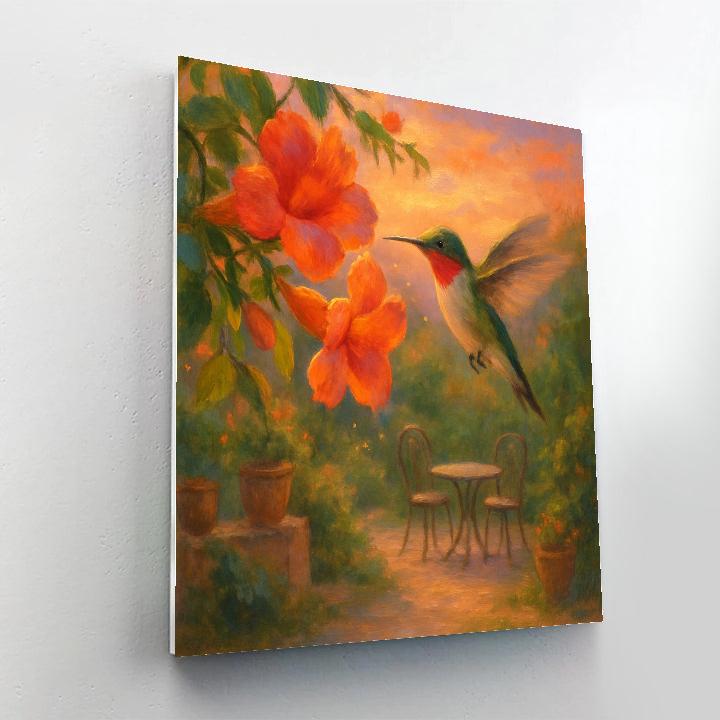 Hummingbird Tea Garden At Sunset DIY paint by numbers