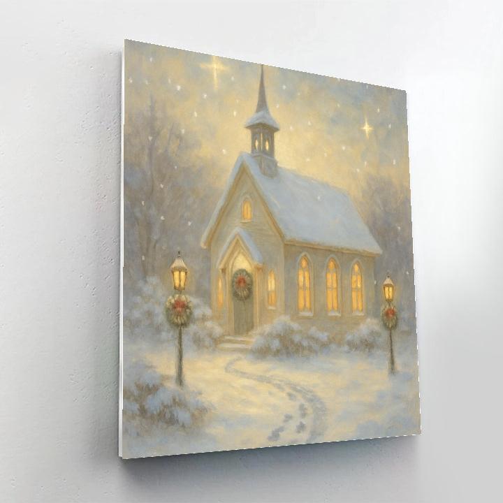 Candlelit Chapel Under Falling Stars Painting by numbers kit