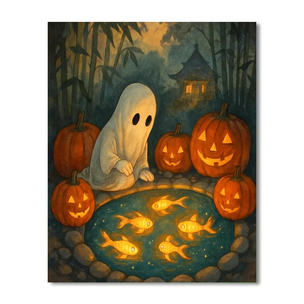 Lantern Koi In The Midnight Pumpkin Pond DIY paint by numbers