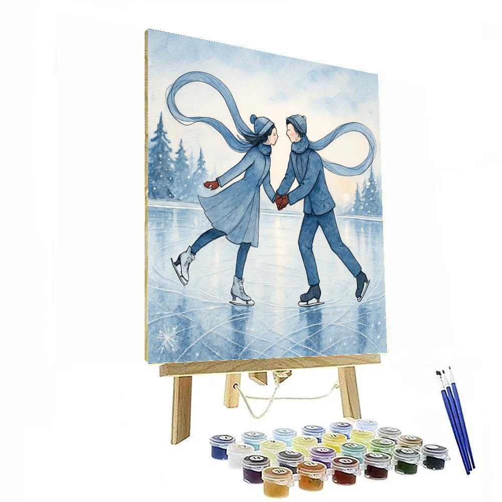Ice Skaters On Mirror Lake paint by numbers