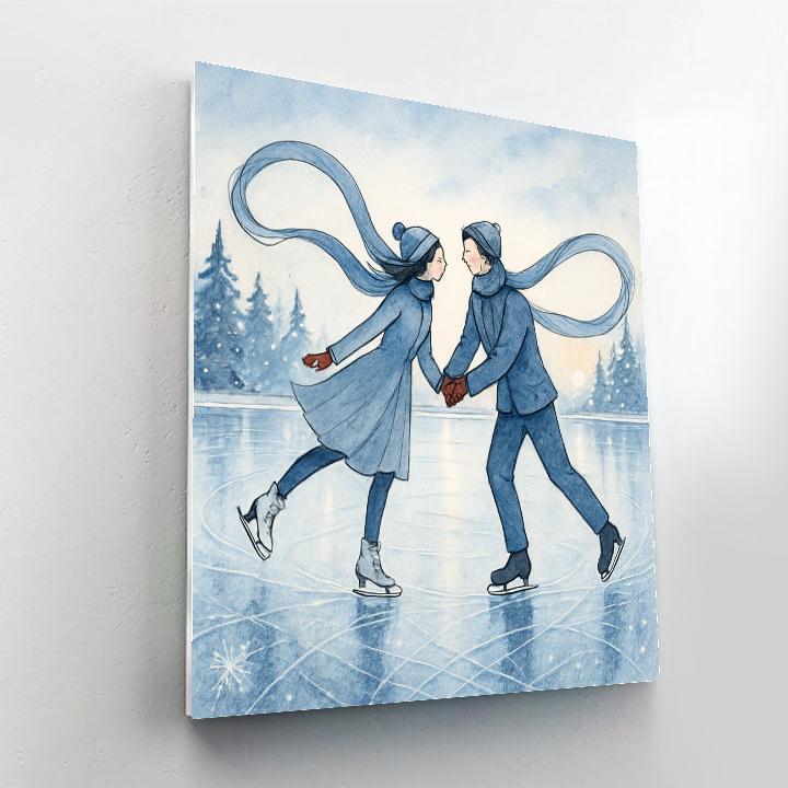 Ice Skaters On Mirror Lake paint by numbers
