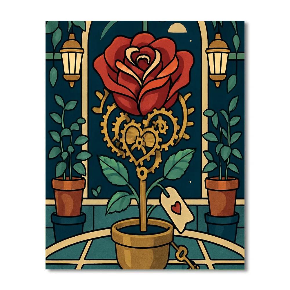 Valentines Day Clockwork Rose Conservatory paint by numbers