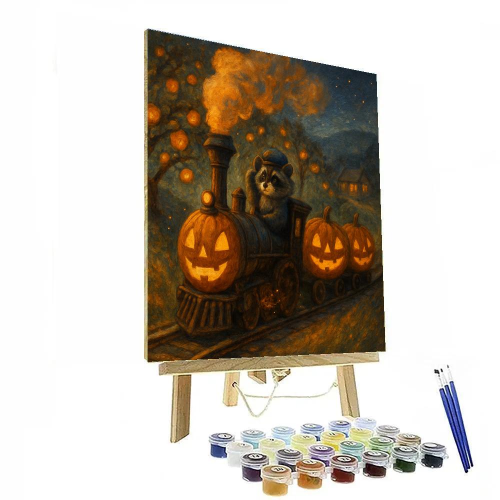 Autumn Train Of Jack O Lantern Compartments paint by number