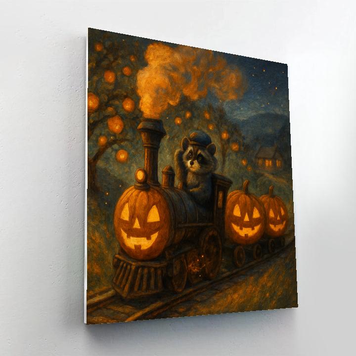 Autumn Train Of Jack O Lantern Compartments paint by number