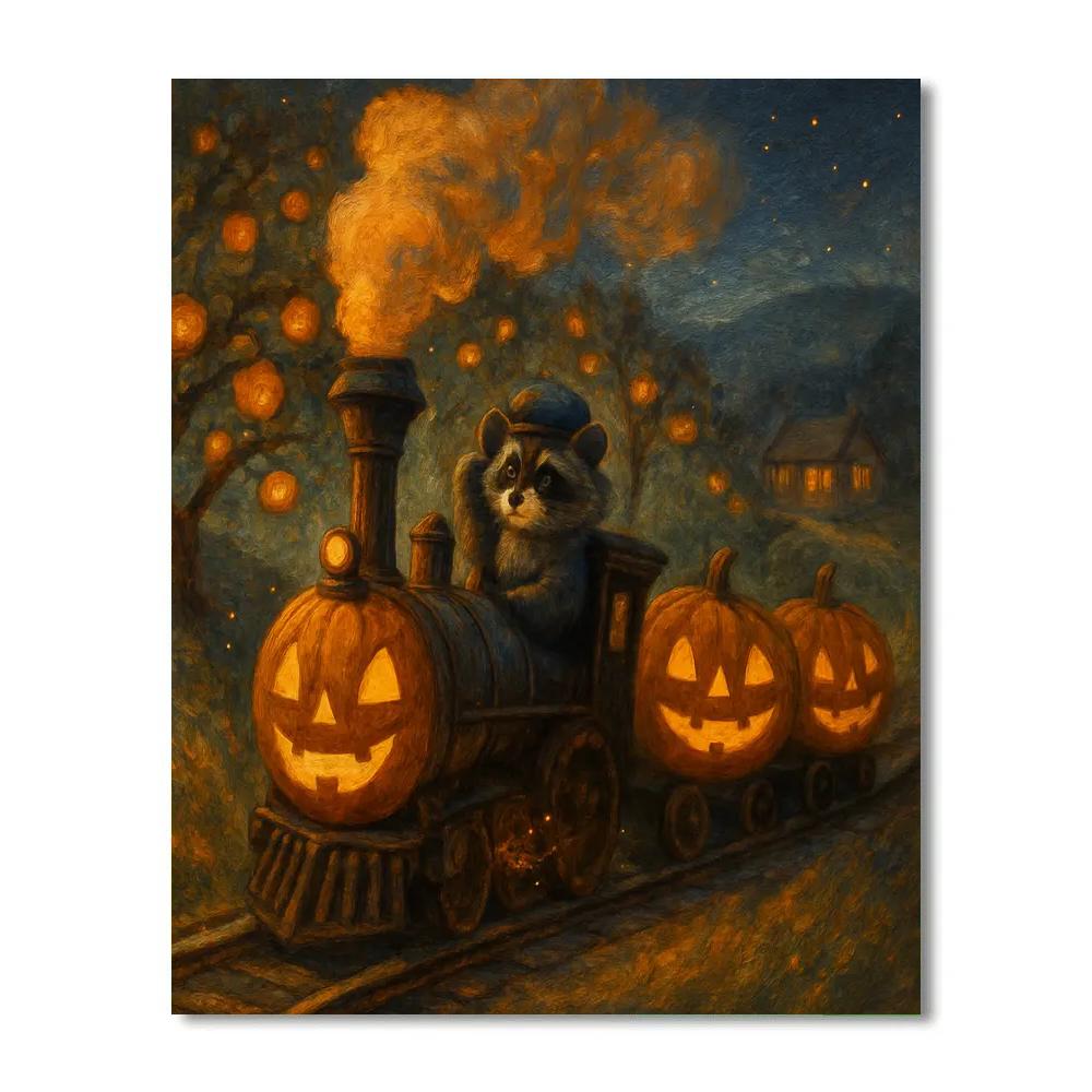 Autumn Train Of Jack O Lantern Compartments paint by number