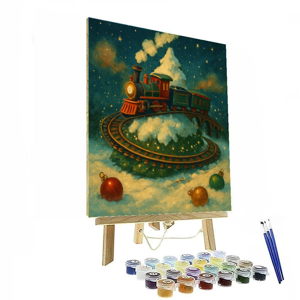 Toy Train Around The Tree Hill DIY paint by numbers