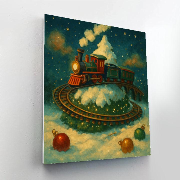 Toy Train Around The Tree Hill DIY paint by numbers