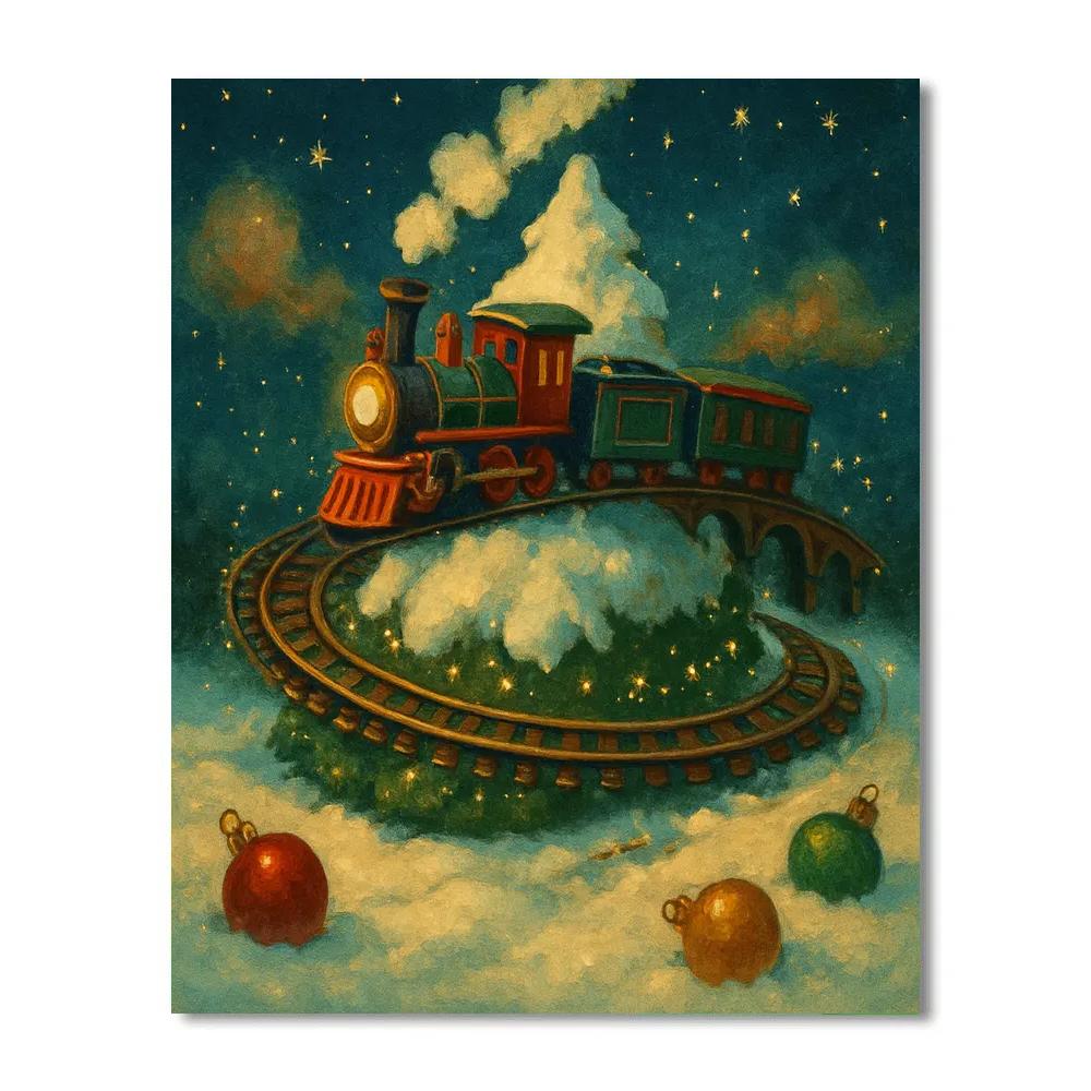 Toy Train Around The Tree Hill DIY paint by numbers