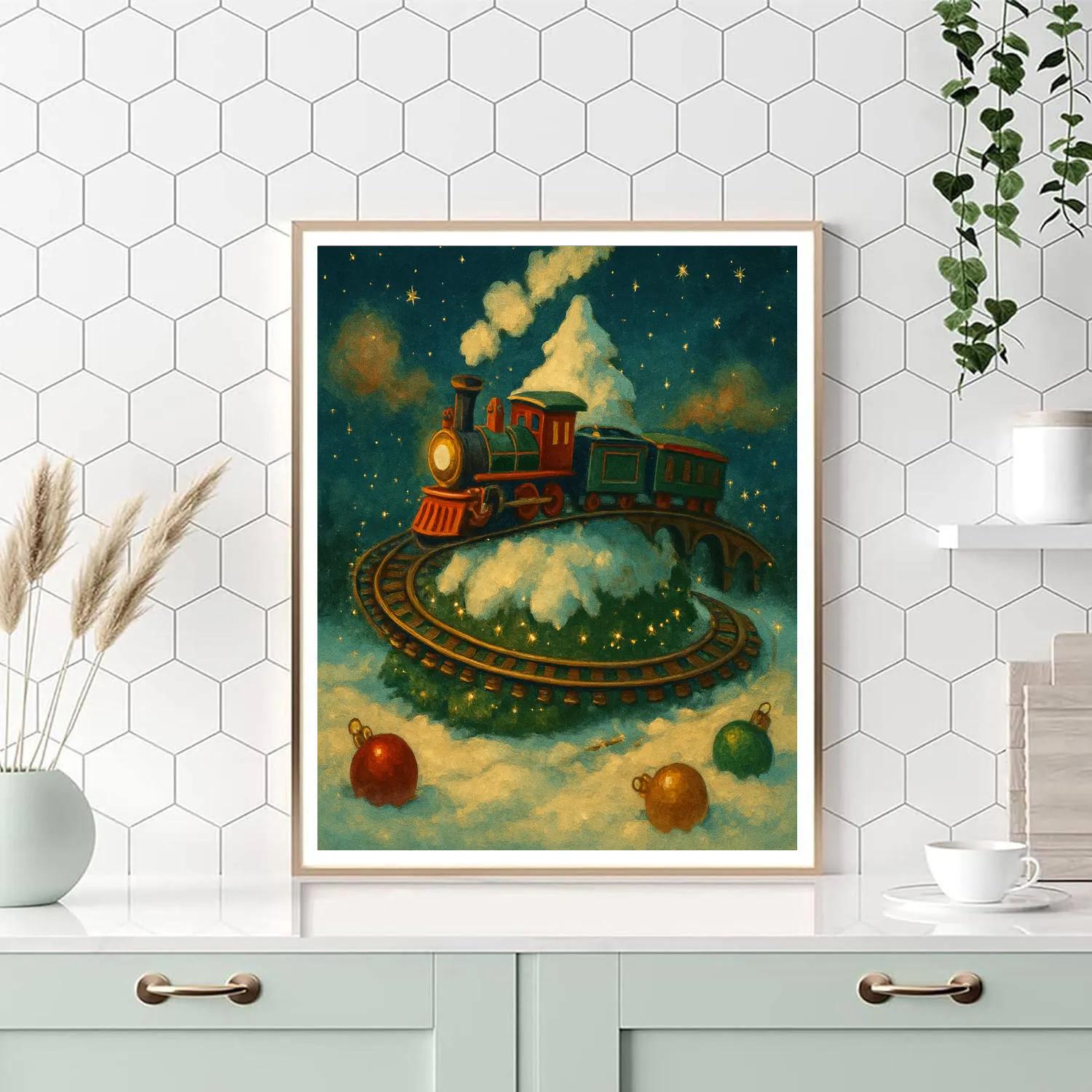 Toy Train Around The Tree Hill DIY paint by numbers