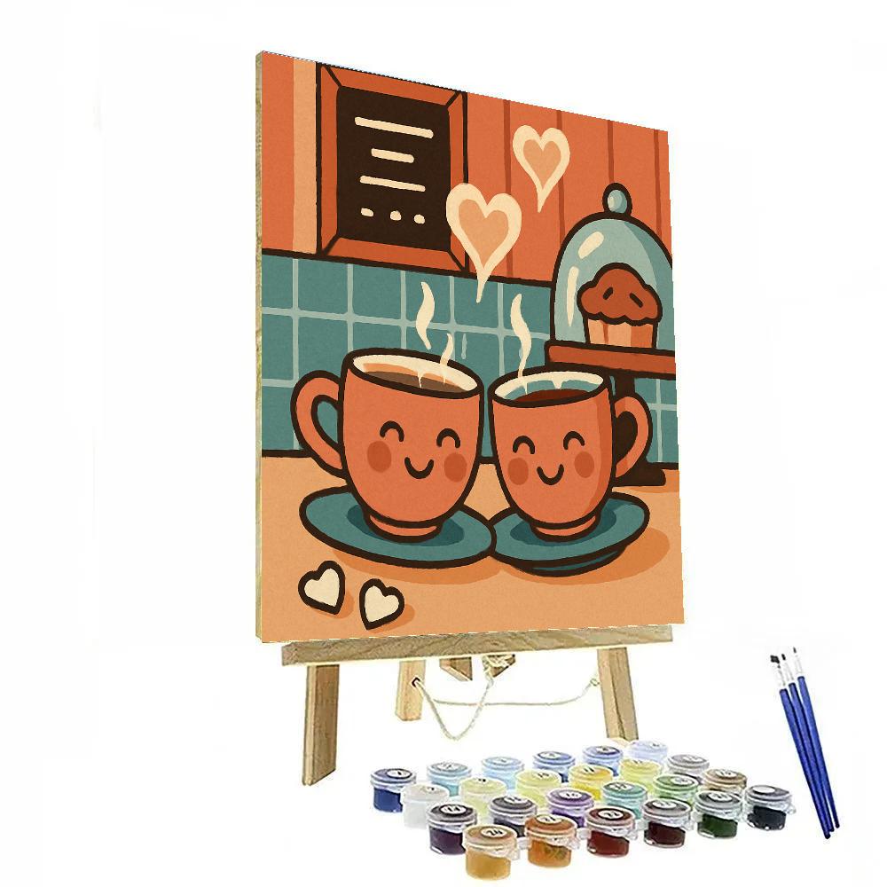 Teacups In Valentines Day Harmony paint by numbers