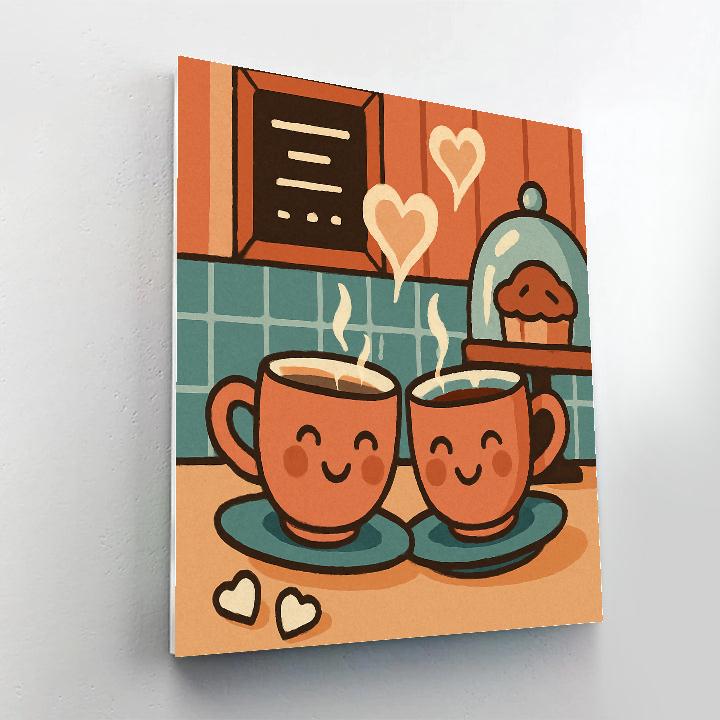 Teacups In Valentines Day Harmony paint by numbers