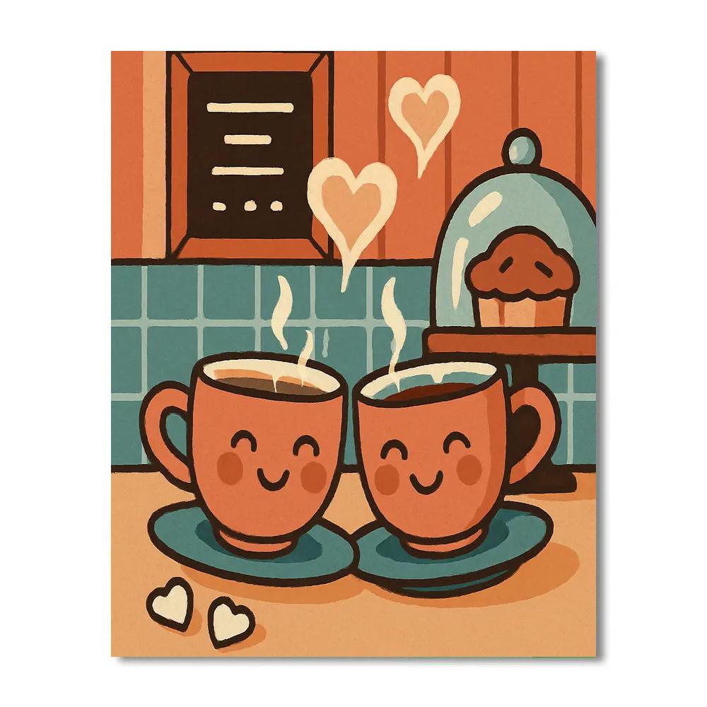 Teacups In Valentines Day Harmony paint by numbers