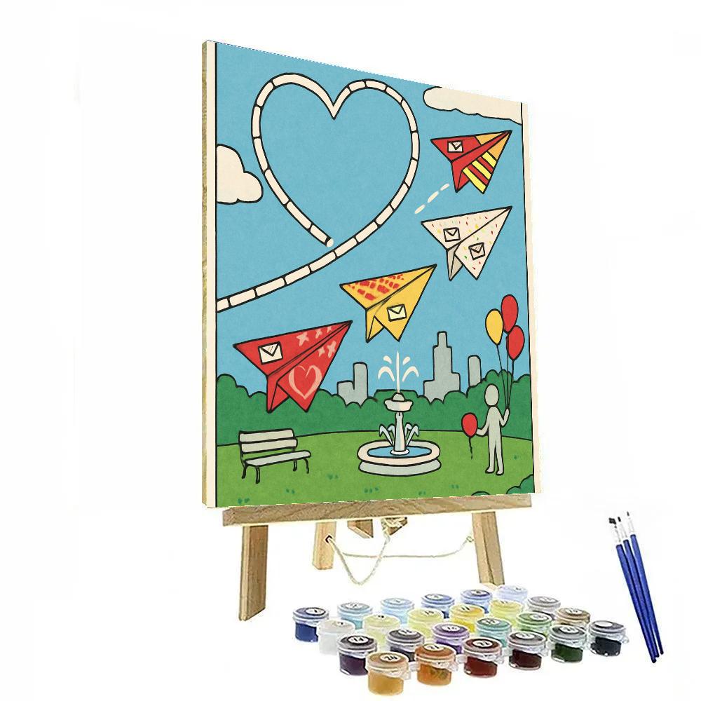 Paper Airplanes Valentines Day Parade Paint by numbers kits