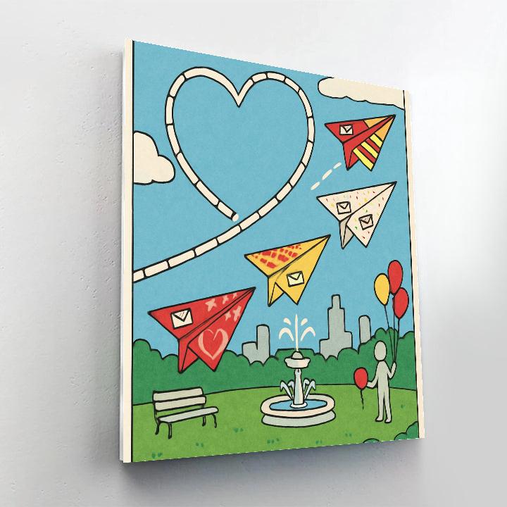 Paper Airplanes Valentines Day Parade Paint by numbers kits