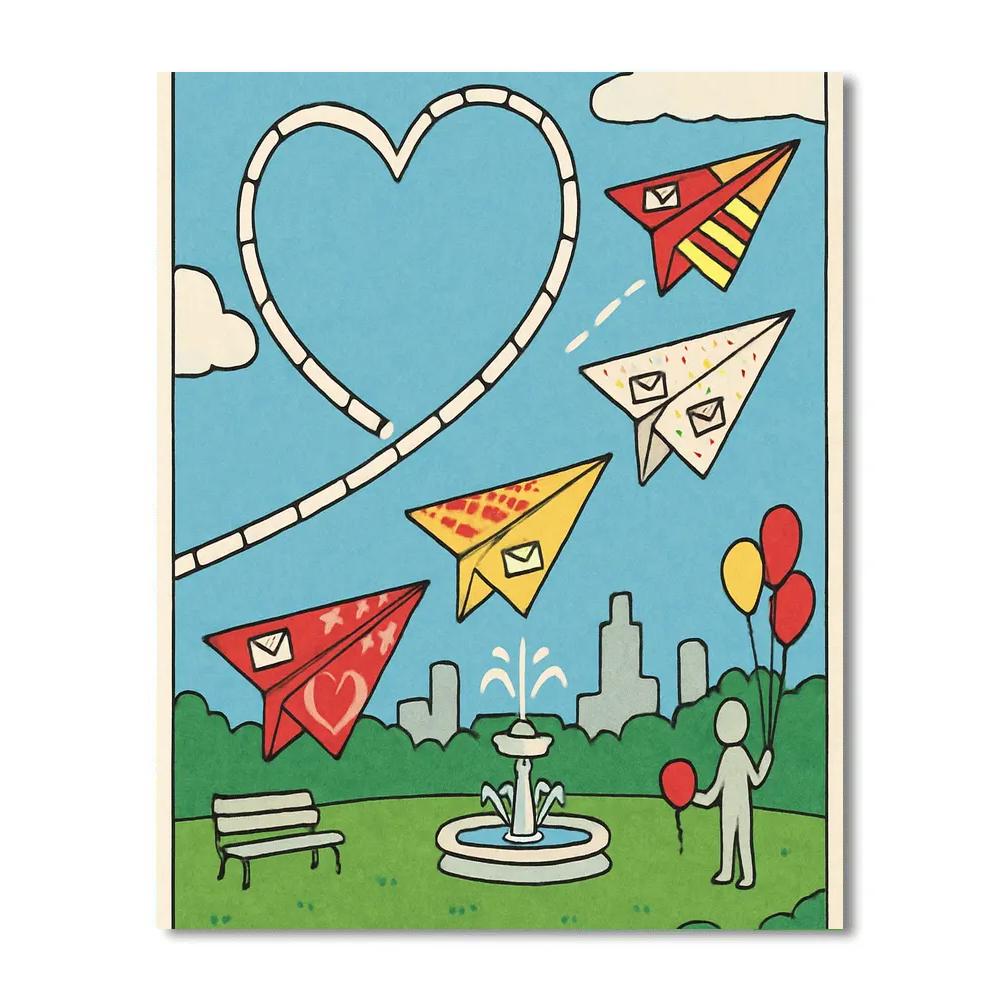 Paper Airplanes Valentines Day Parade Paint by numbers kits