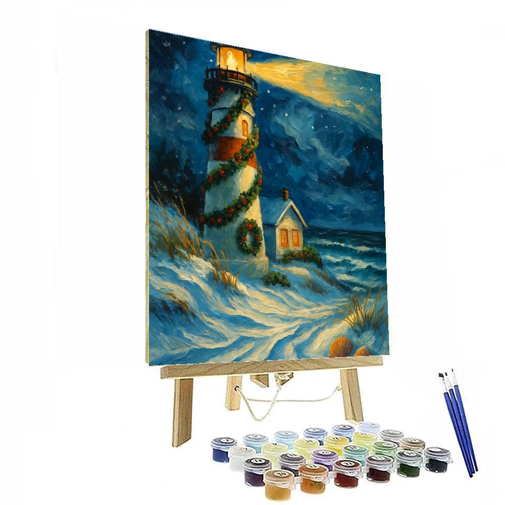 Winter Lighthouse Gift Glow Painting by numbers kit